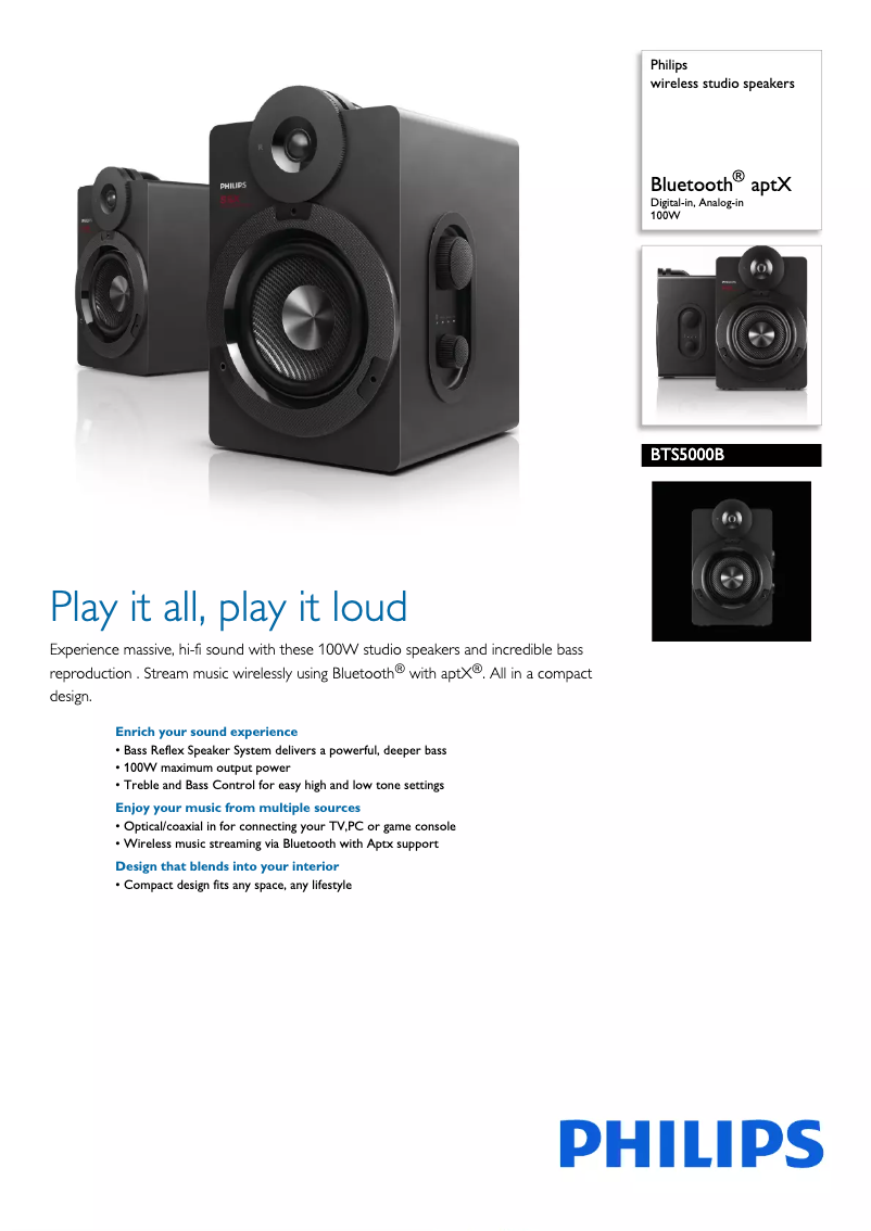 Page n°1 - Fiche technique Philips BTS5000B