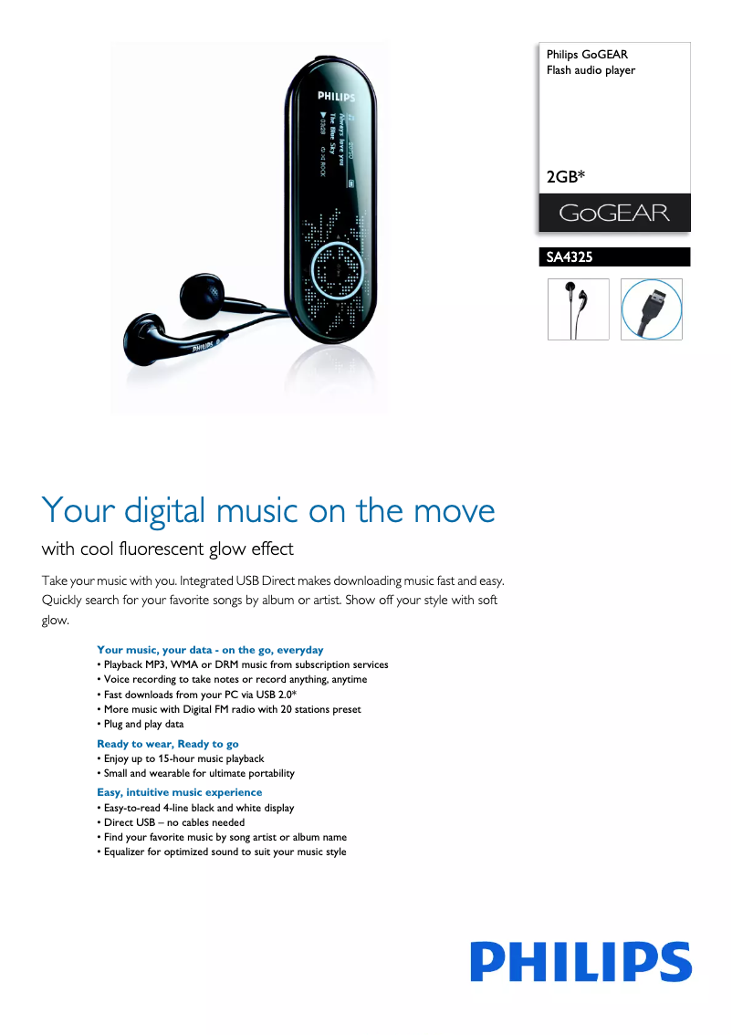 Página 1 del manual Folleto Philips GoGear SA4325