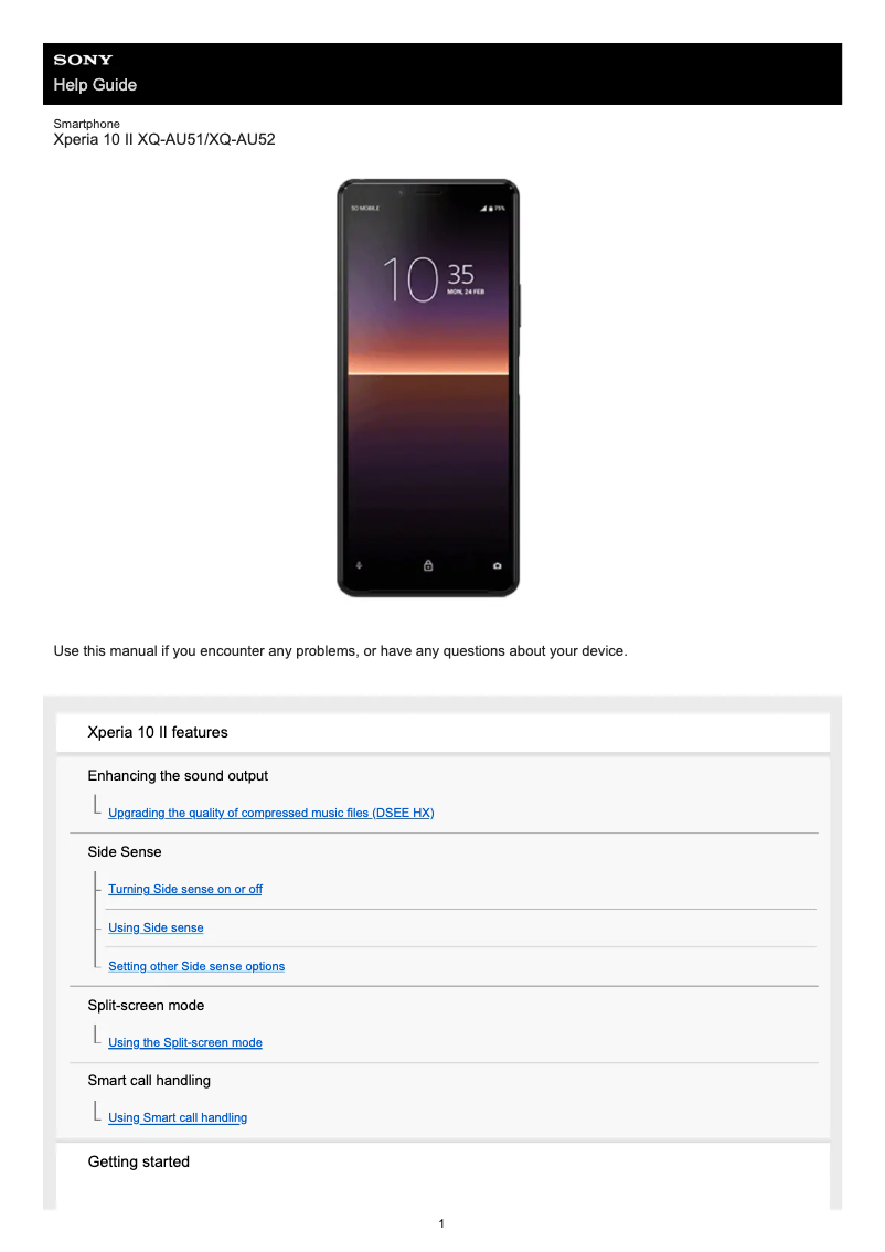 Page n°1 - Manuel utilisateur Sony Xperia II