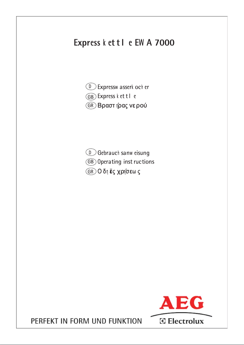 Page 1 de la notice Manuel utilisateur AEG EWA7000