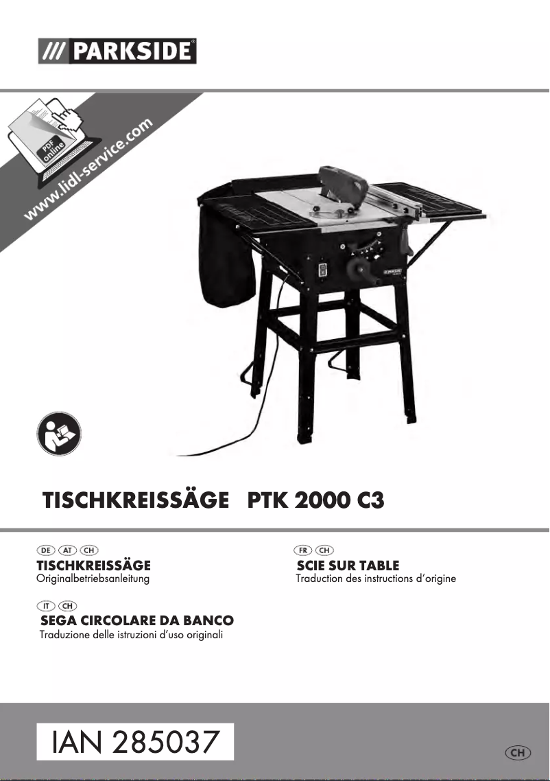 Page 1 de la notice Manuel utilisateur Parkside PTK 2000 C3