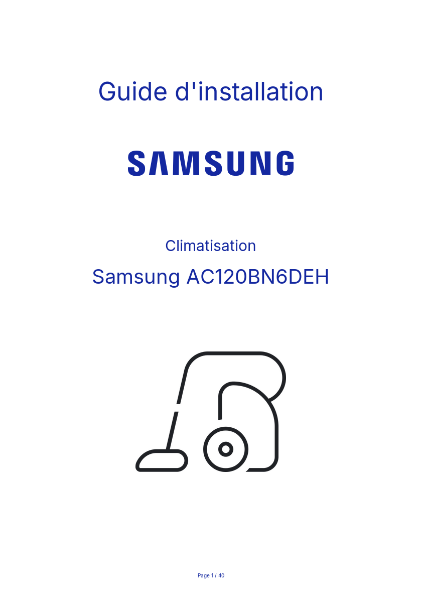 Page n°1 - Guide d'installation Samsung AC120BN6DEH