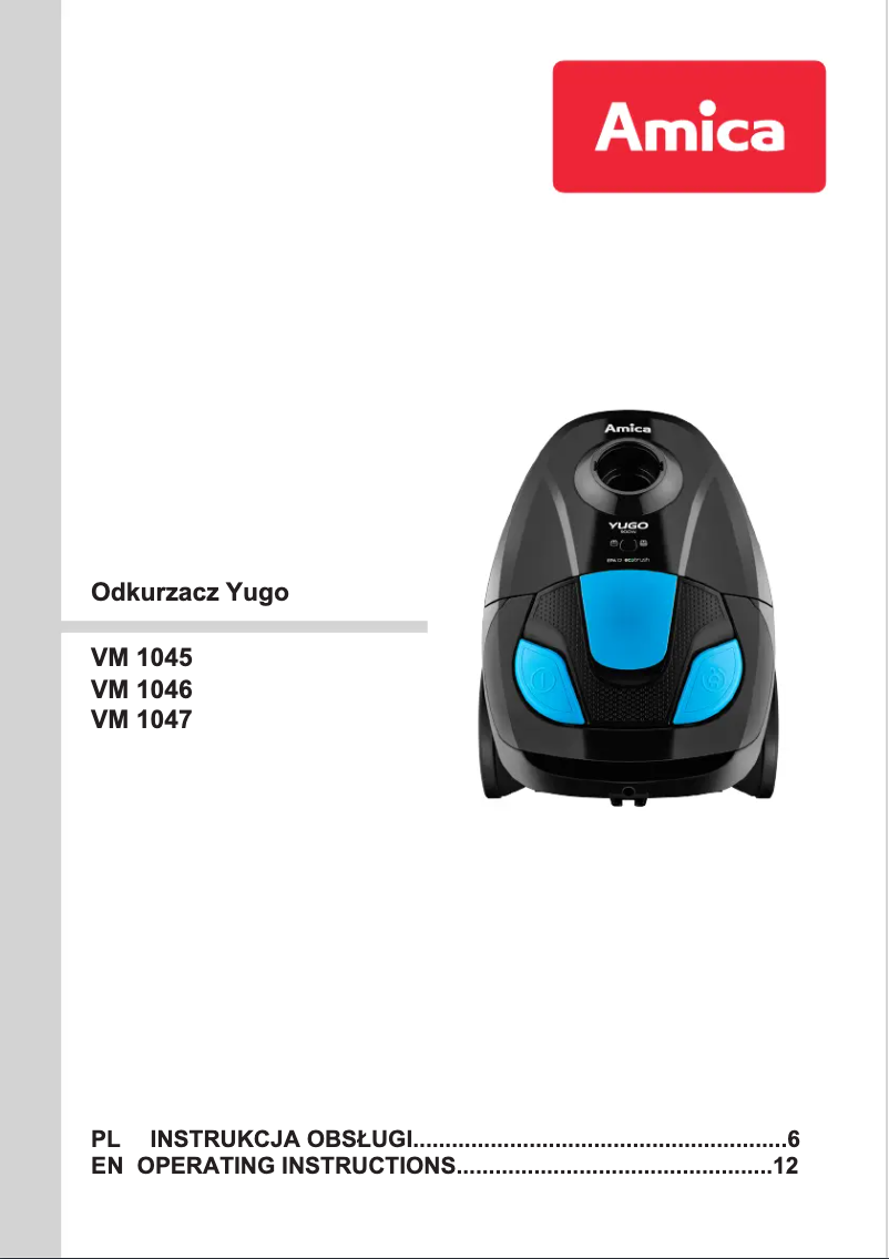 Page 1 de la notice Manuel utilisateur Amica Yugo VM 1047