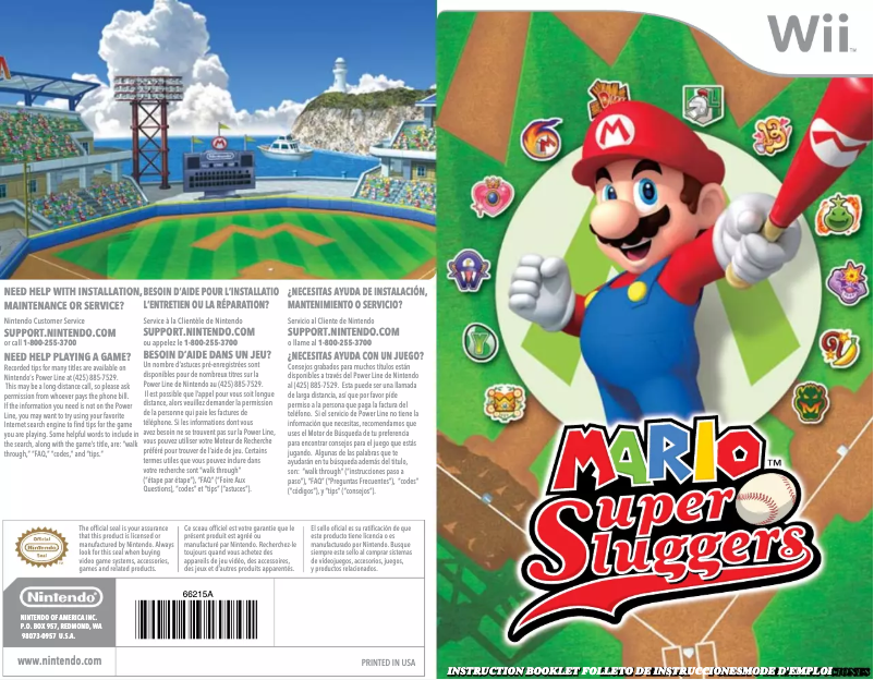 Page 1 de la notice Manuel utilisateur Nintendo Mario Super Sluggers (Wii)