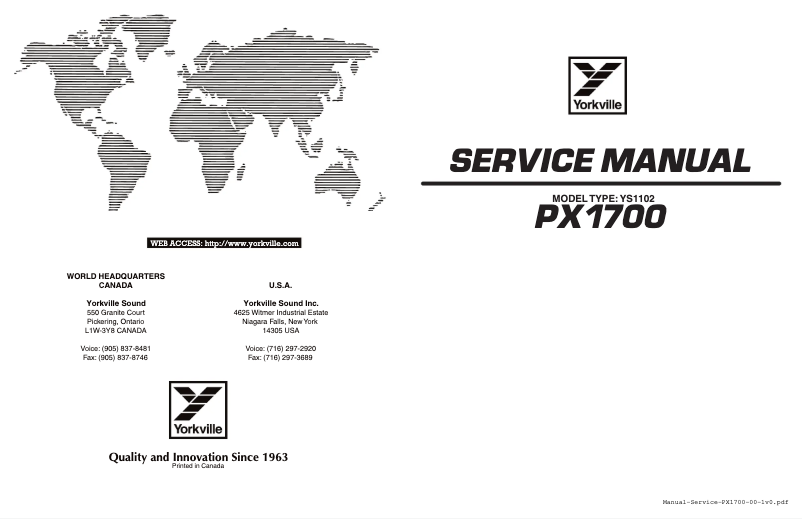 Image de la première page du manuel de l'appareil PX1700