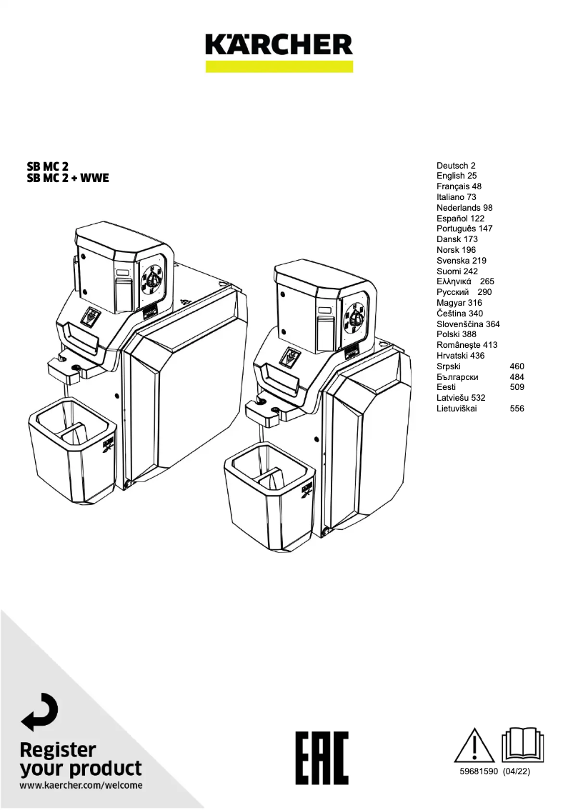 Page 1 de la notice Manuel utilisateur Kärcher SB MC 2