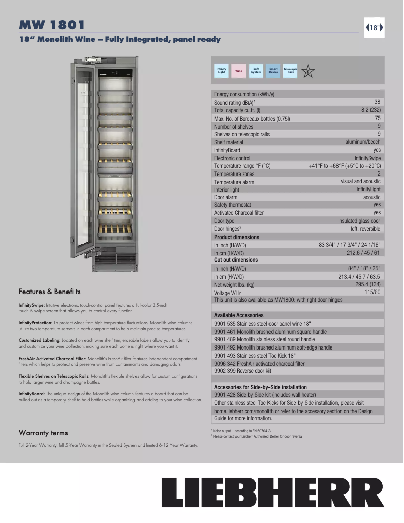 Page n°1 - Fiche technique Liebherr MW1801