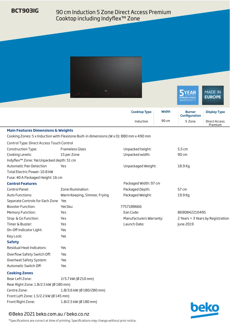 Image de la première page du manuel de l'appareil BCT903IG