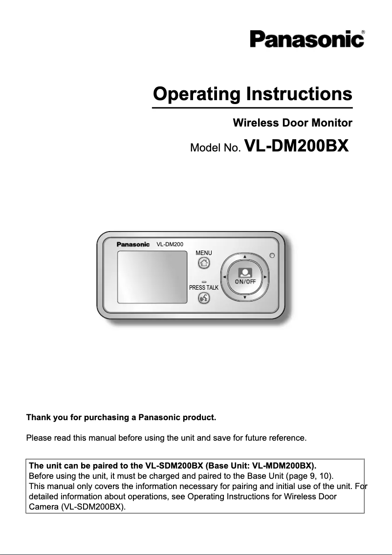 Image de la première page du manuel de l'appareil VL-DM200BX