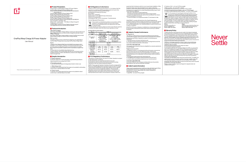 Page 1 de la notice Manuel utilisateur OnePlus Warp Charge 30