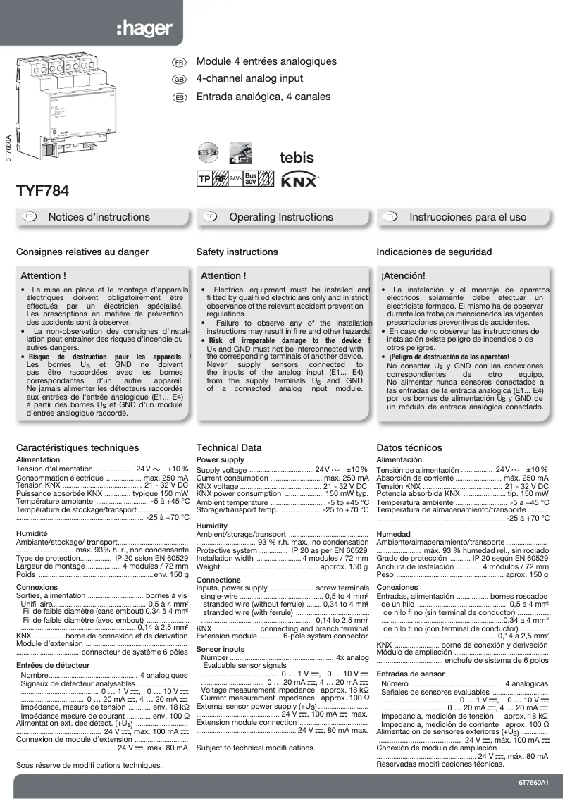 Image de la première page du manuel de l'appareil TYF784