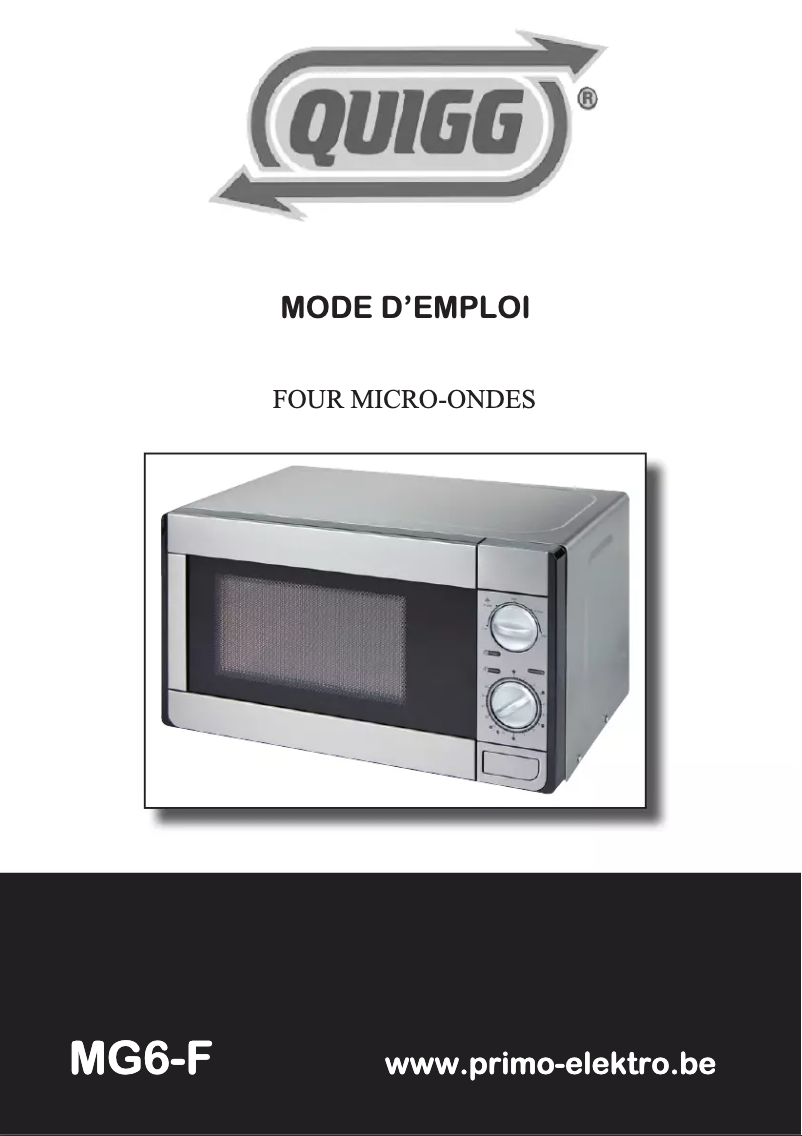 Page 1 de la notice Manuel utilisateur Quigg MG6-F