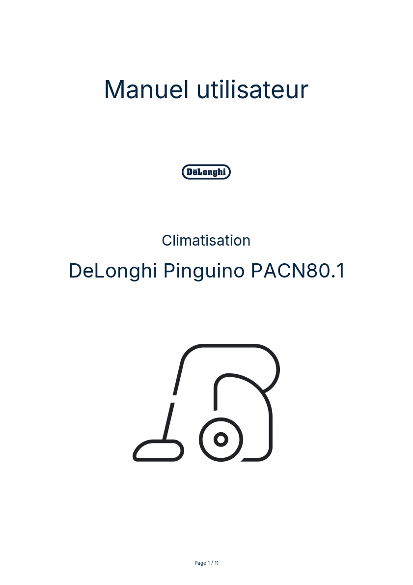 Page n°1 - Manuel utilisateur DeLonghi Pinguino PACN80.1