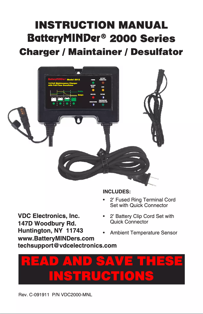 Page 1 de la notice Manuel utilisateur BatteryMINDer 2012-AGM