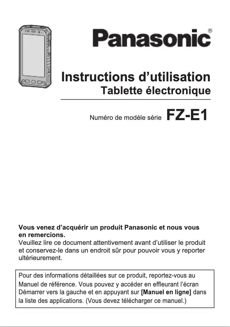 Image de la première page du manuel de l'appareil FZ-E1