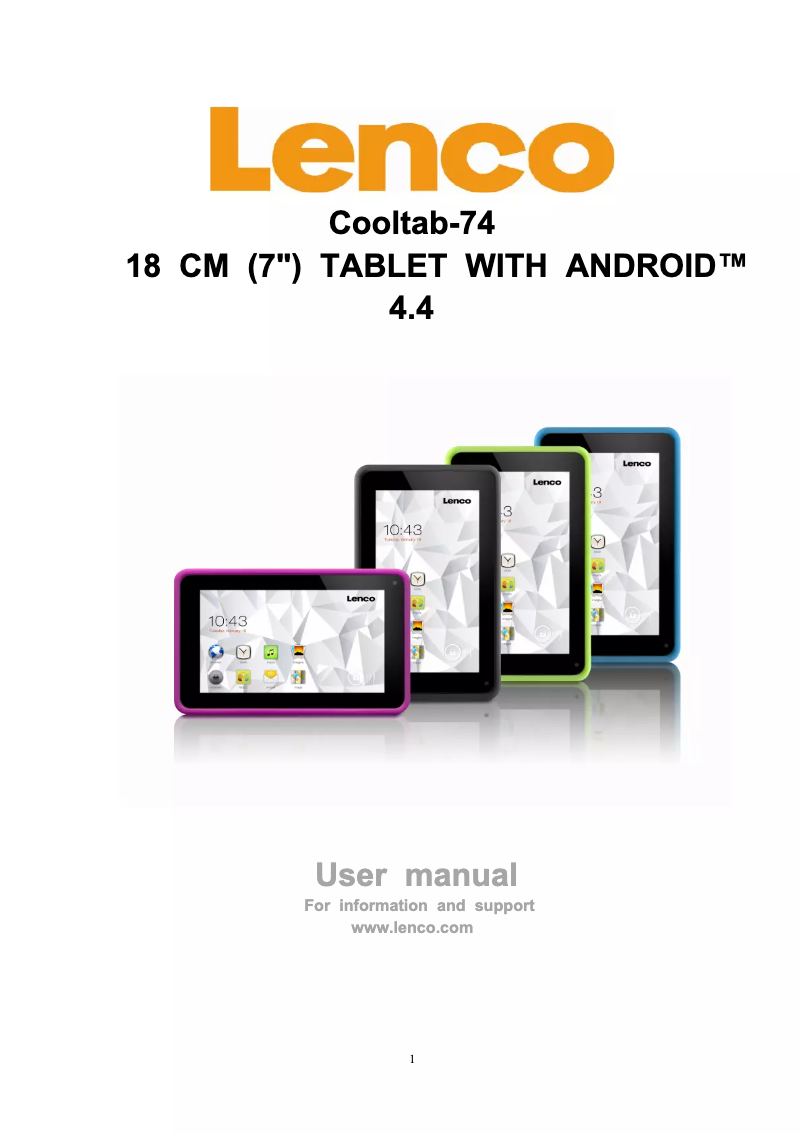 Page n°1 - Manuel utilisateur Lenco Coltab-74