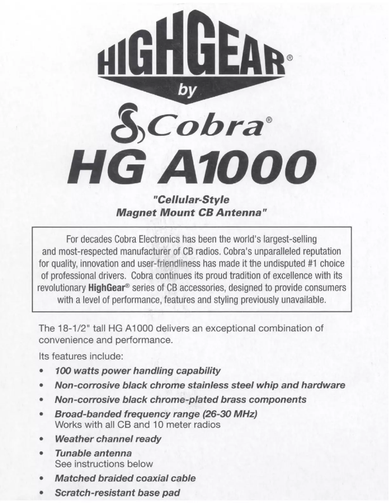 Page n°1 - Manuel utilisateur Cobra HG A1000