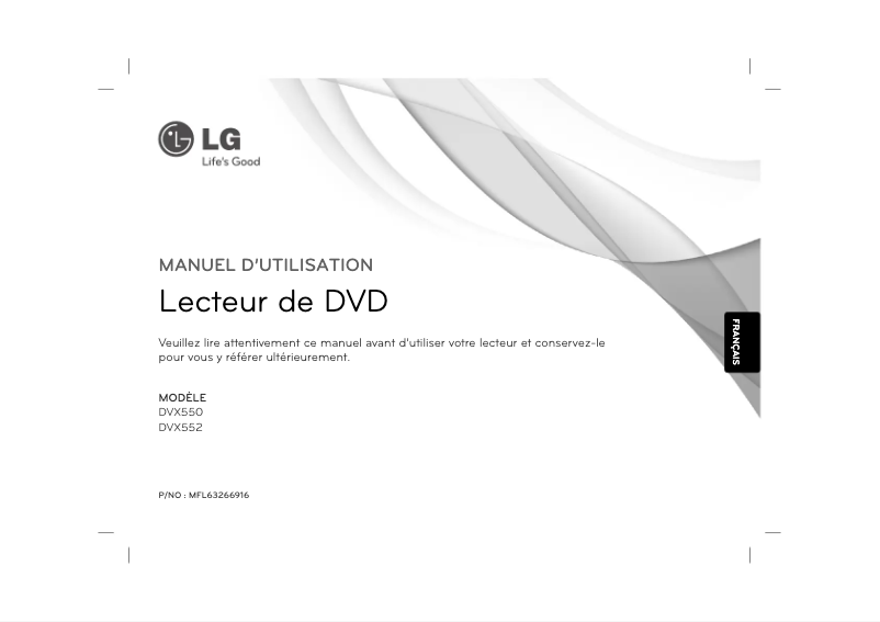 Page 1 de la notice Manuel utilisateur LG DVX550
