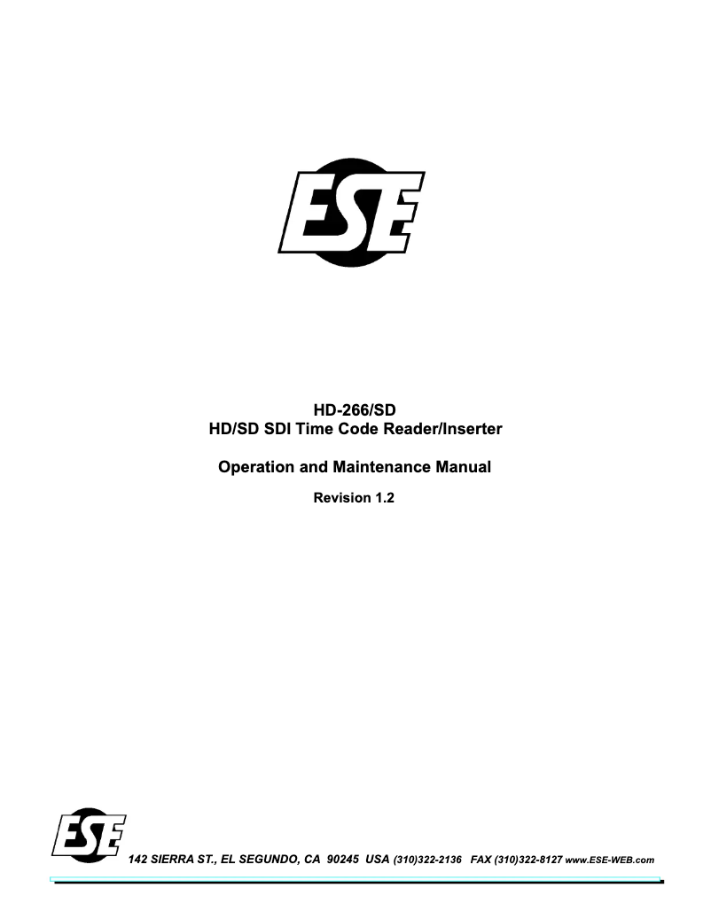 Page 1 de la notice Manuel utilisateur ESE HD-266/SD