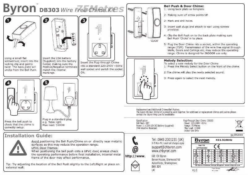 Page 1 de la notice Manuel utilisateur Byron DB303