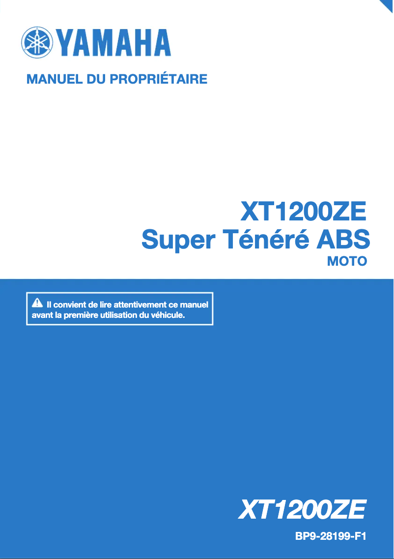 Image de la première page du manuel de l'appareil XT1200ZE (2019)