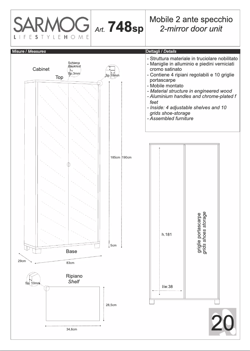 Page 1 de la notice Manuel utilisateur Sarmog A748PCSPFU