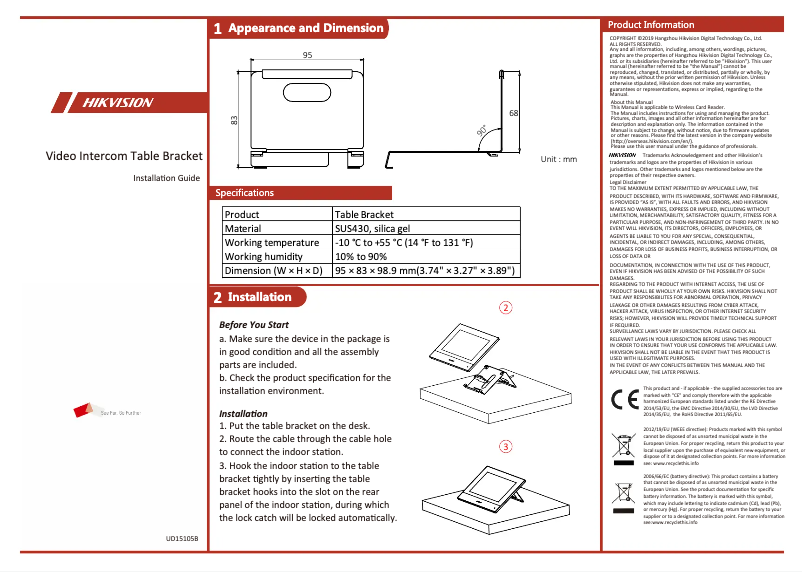 Image de la première page du manuel de l'appareil DS-KABH8350-T