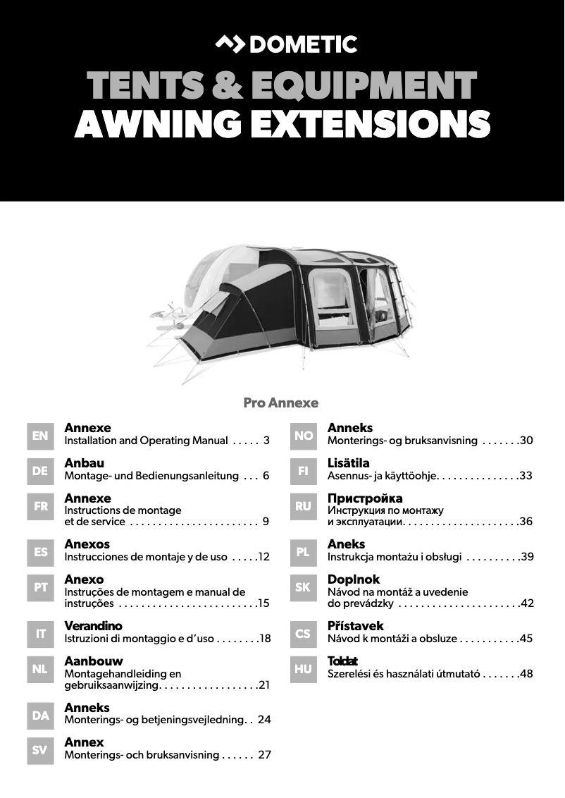Página 1 del manual Manual de usuario Dometic Pro Annexe