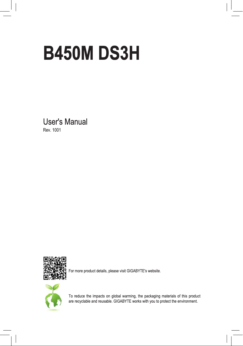 Image de la première page du manuel de l'appareil B450M DS3H