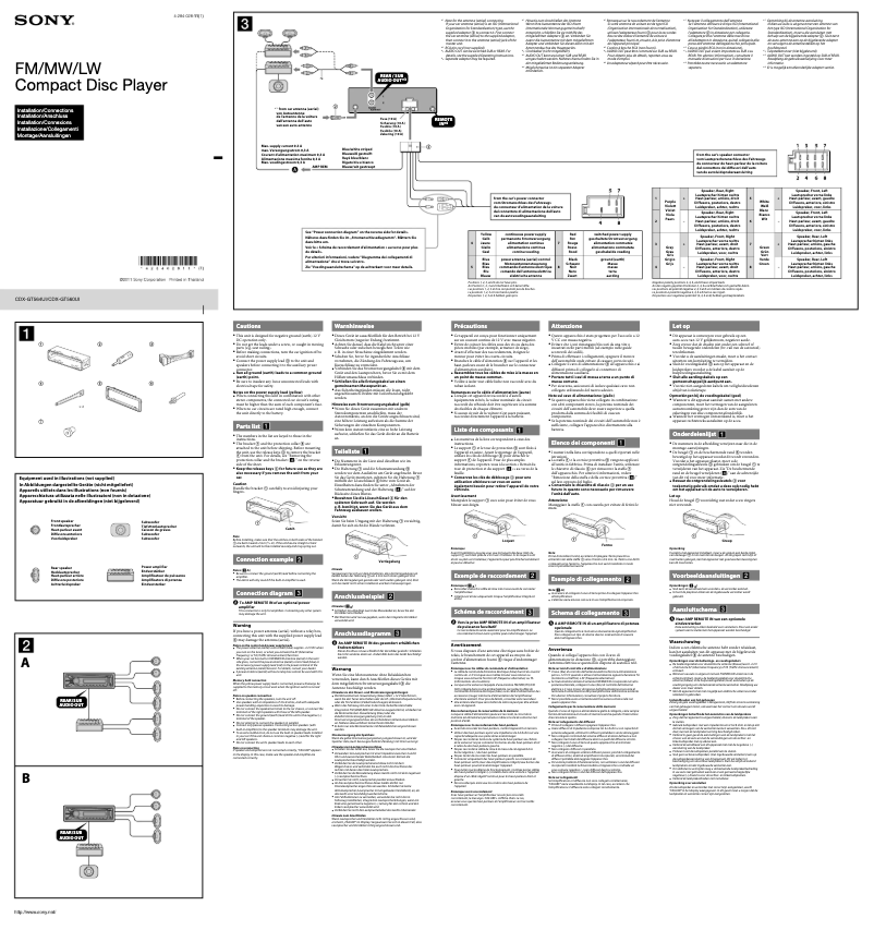 Page n°1 - Guide d'installation Sony CDX-GT564UI