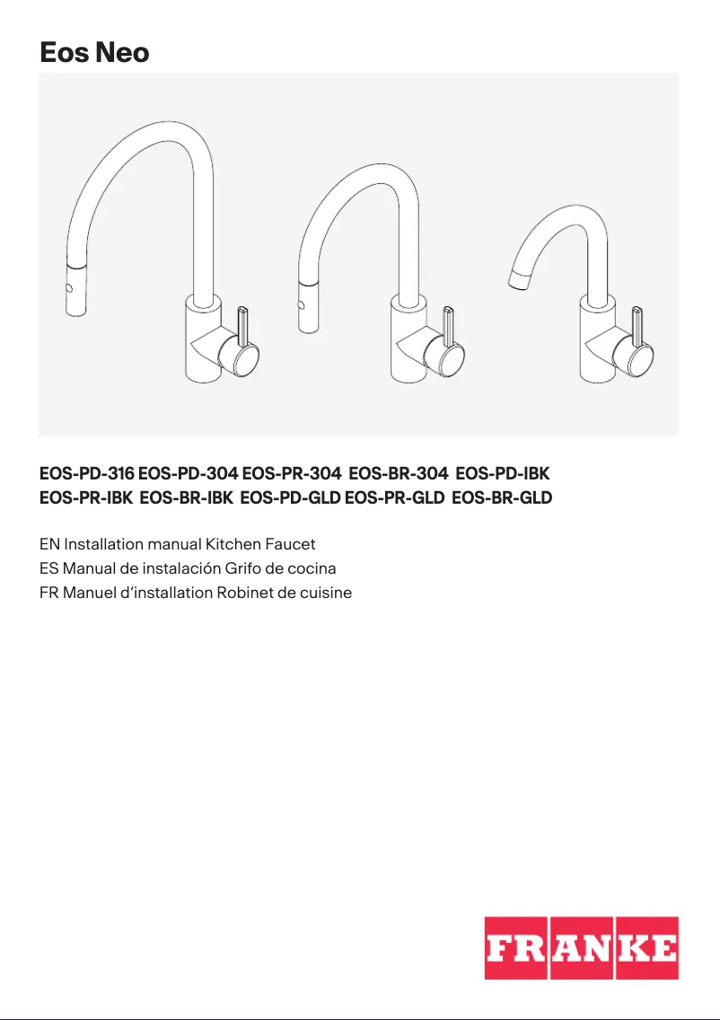 Page n°1 - Guide d'installation Franke EOS-PD-GLD