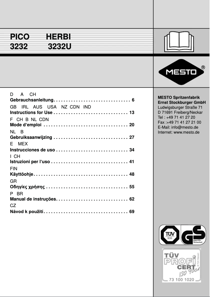 Image de la première page du manuel de l'appareil PICO 3232