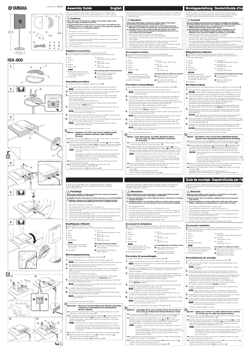 Page n°1 - Instructions / montage Yamaha ISX-800