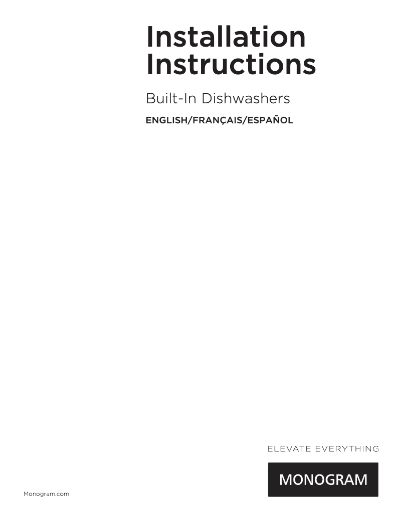 Page 1 de la notice Guide d'installation Monogram ZDT165SILII