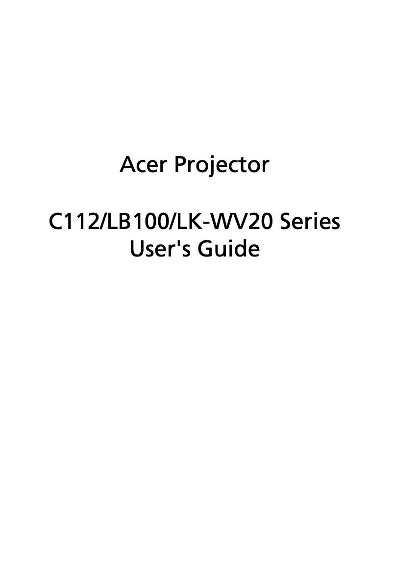 Page n°1 - Manuel utilisateur Acer C112