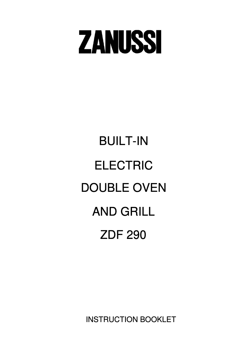 Image de la première page du manuel de l'appareil ZDF290B