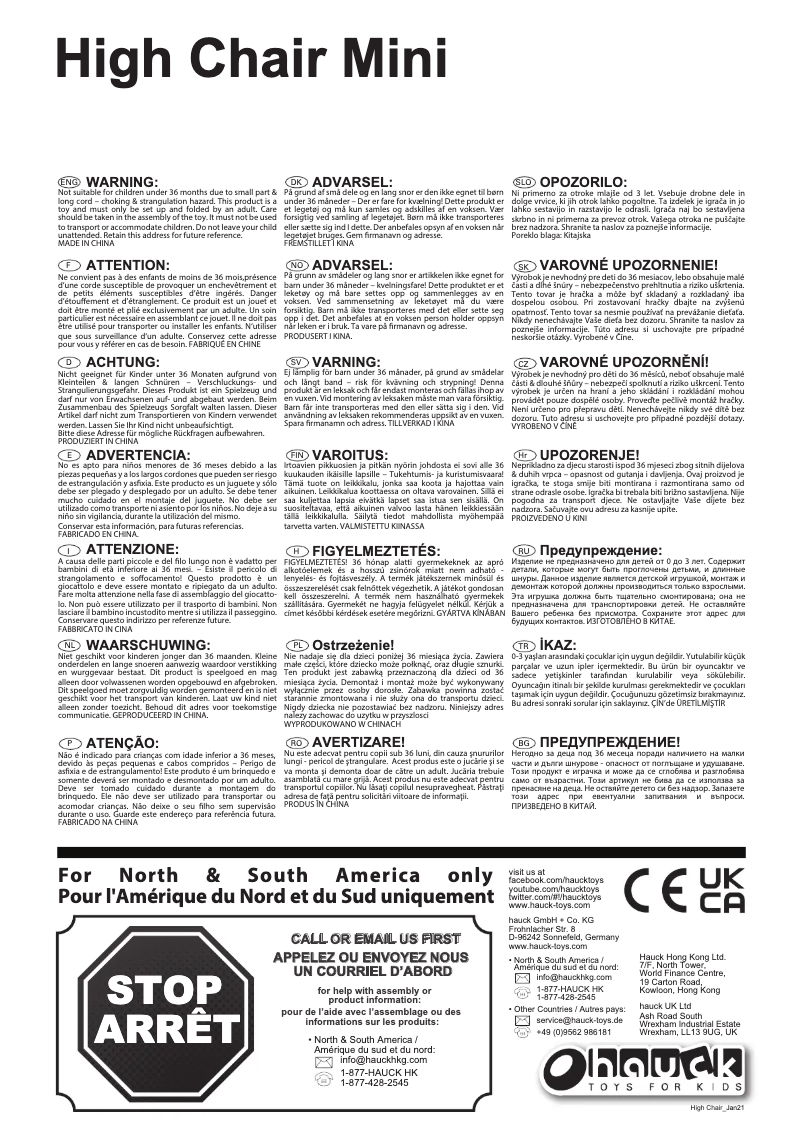 Page n°1 - Manuel utilisateur Hauck High Chair Mini