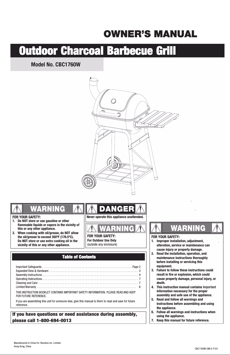 Página 1 del manual Manual de usuario RevoAce CBC1760W