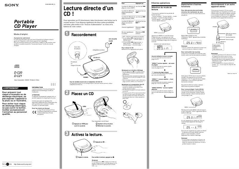 Image de la première page du manuel de l'appareil D-C21