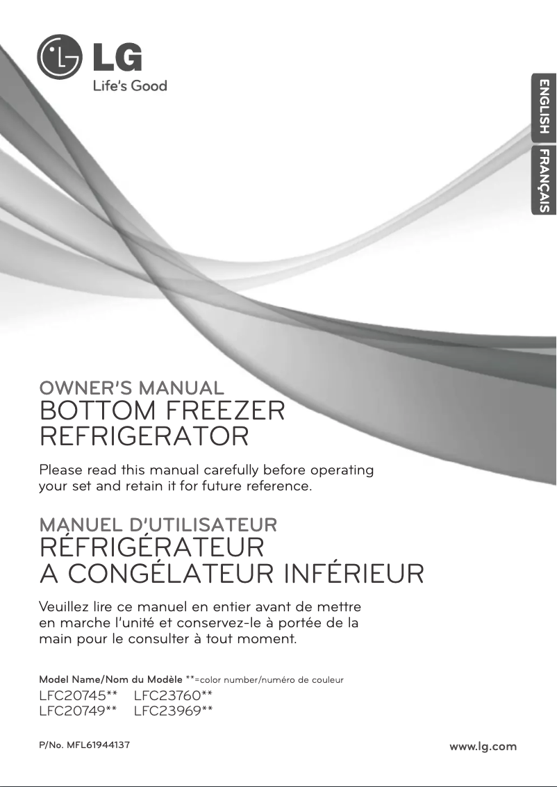 Page 1 de la notice Manuel utilisateur LG LFC20745ST