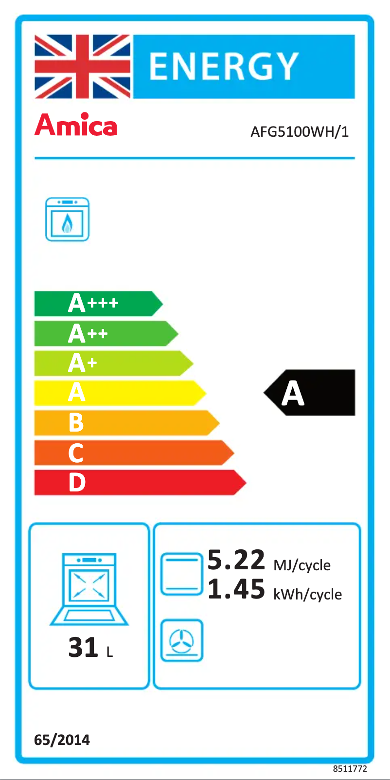 Página 1 del manual Etiqueta energética Amica AFG5100WH