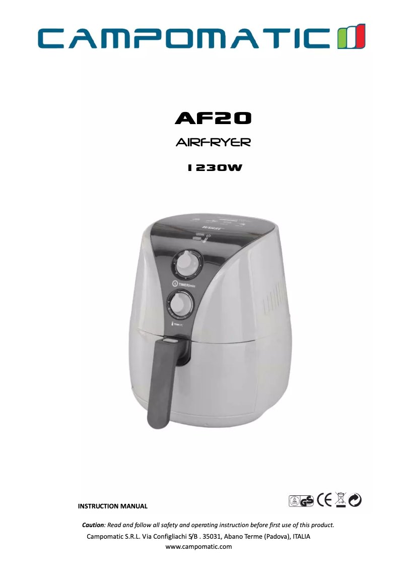 Image de la première page du manuel de l'appareil AF20W