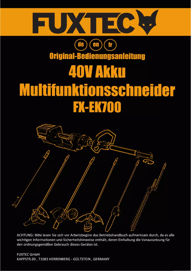 Page n°1 - Manuel utilisateur Fuxtec FX-EK700