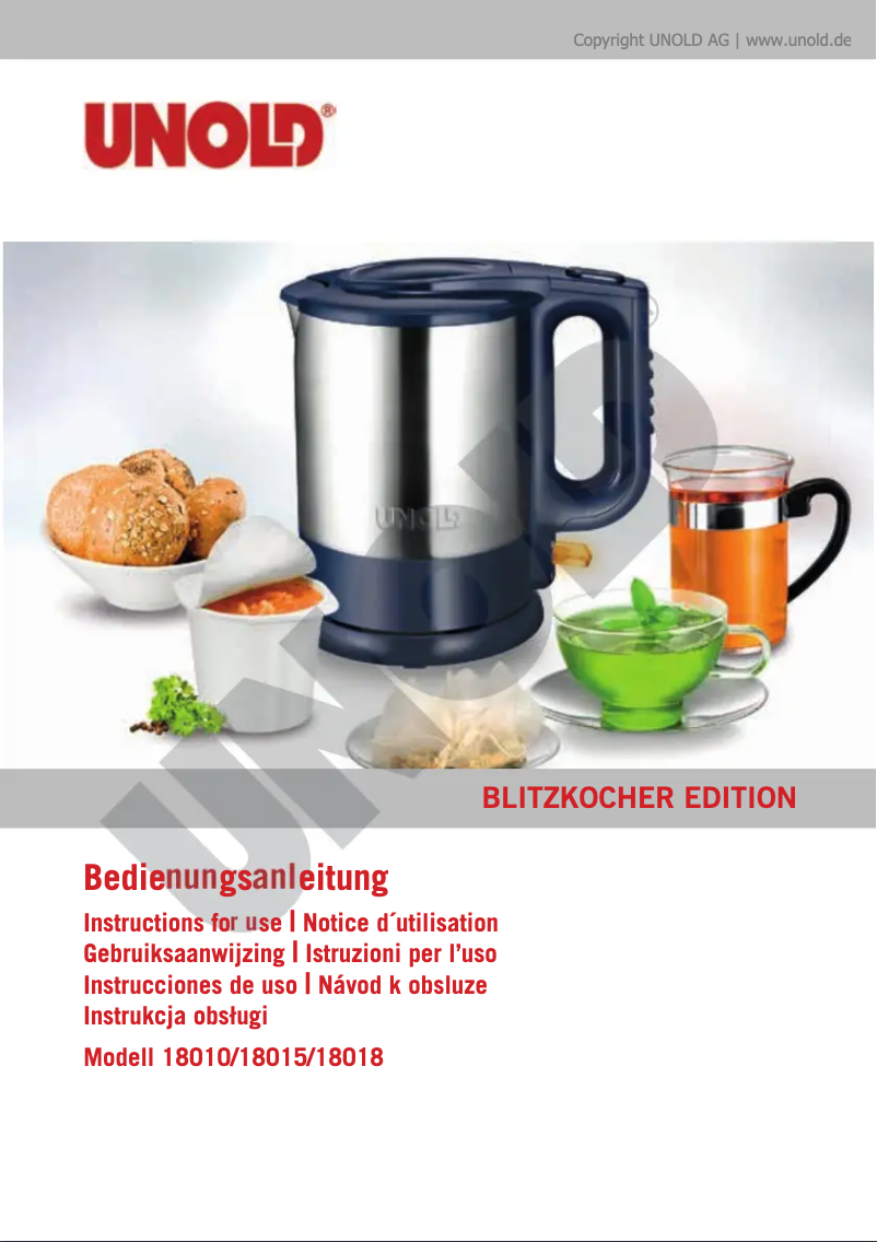 Page 1 de la notice Manuel utilisateur Unold 18010