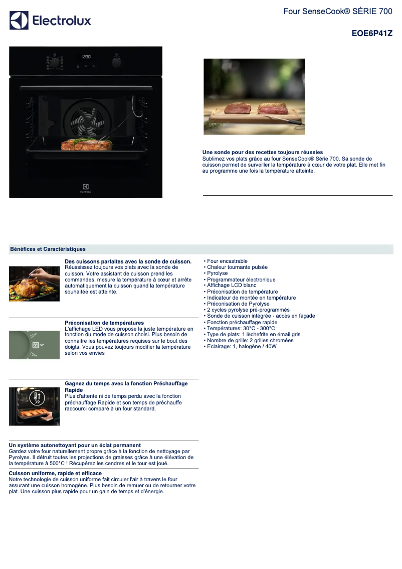 Page n°1 - Fiche technique Electrolux EOE6P41Z