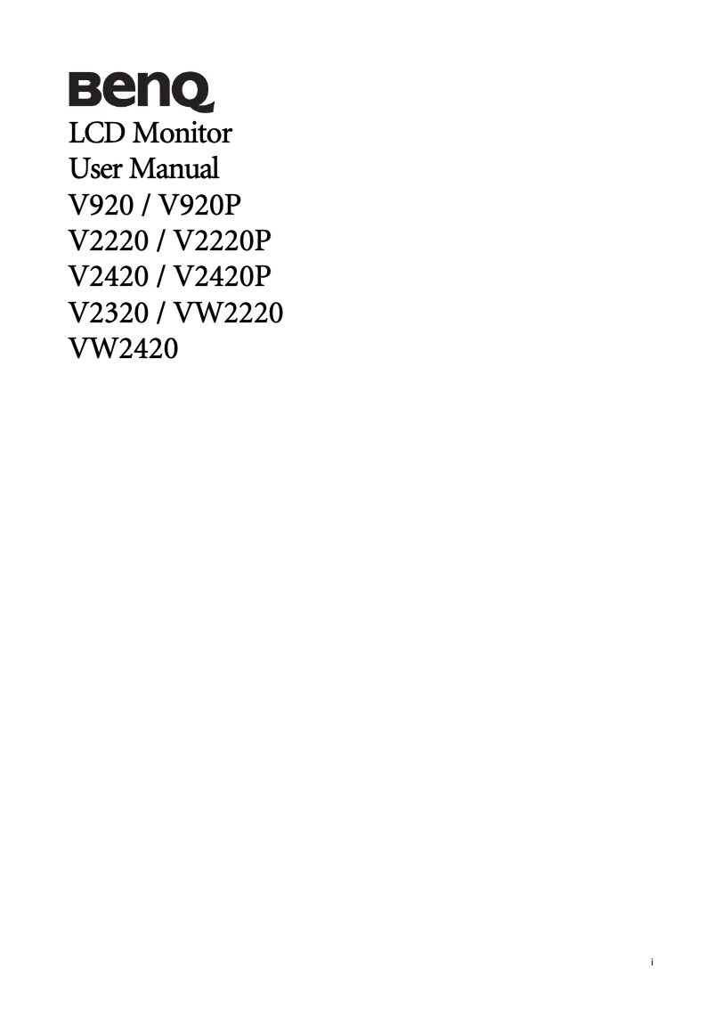 Page 1 de la notice Manuel utilisateur BenQ VW2420