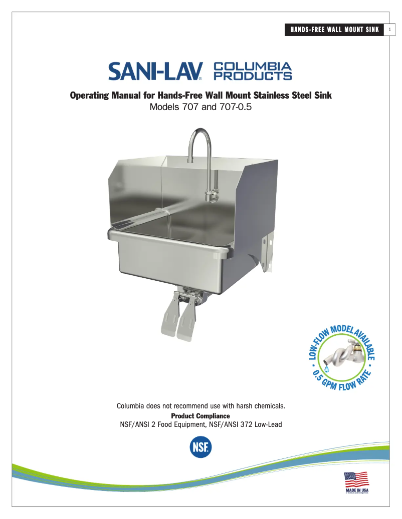 Page 1 de la notice Manuel utilisateur Sani-Lav 707