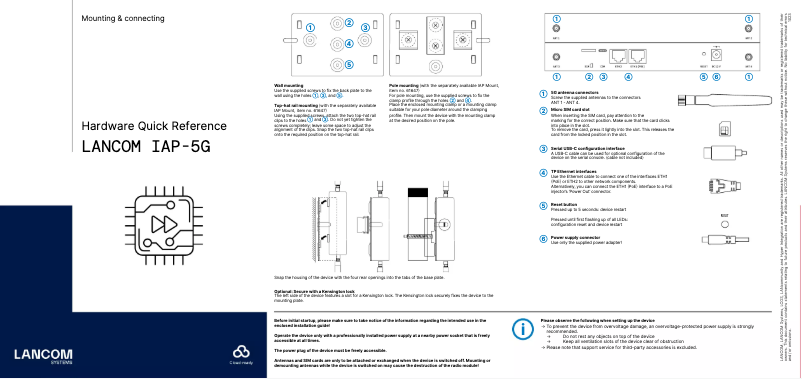 Page 1 de la notice Manuel utilisateur Lancom IAP-5G