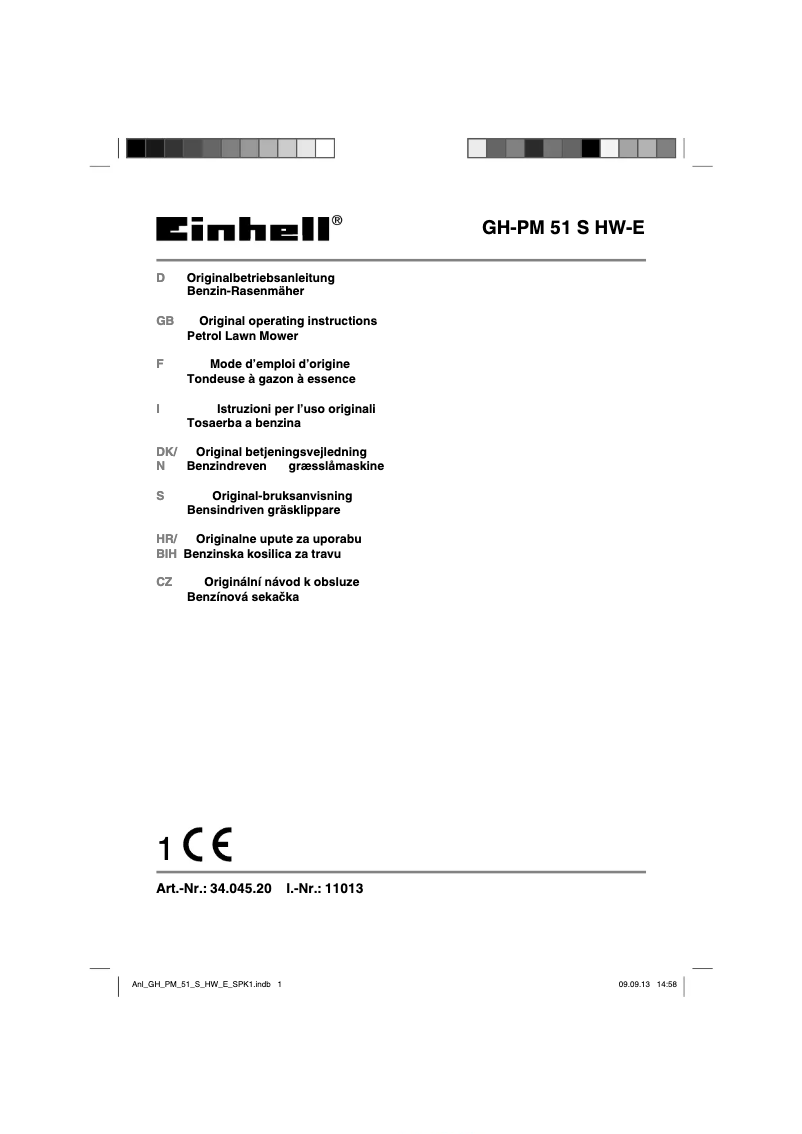 Page 1 de la notice Manuel utilisateur Einhell GH-PM 51 S HW-E