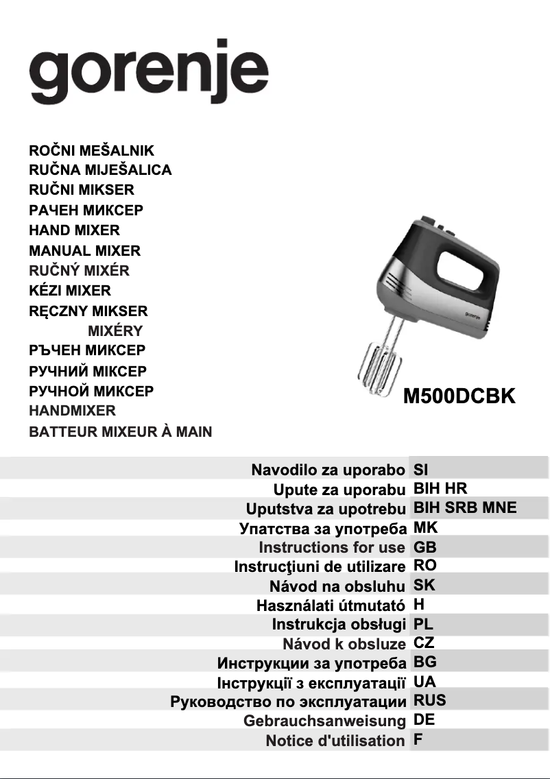 Page 1 de la notice Manuel utilisateur Gorenje M500DCBK